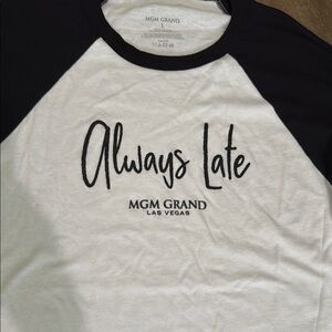 Always Late 3/4 sleeve Apparel Black and White Raglan Tee